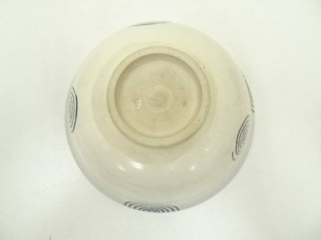 茶道具】染付渦 平茶碗 膳所焼 茶道具】染付渦 平茶碗 膳所焼